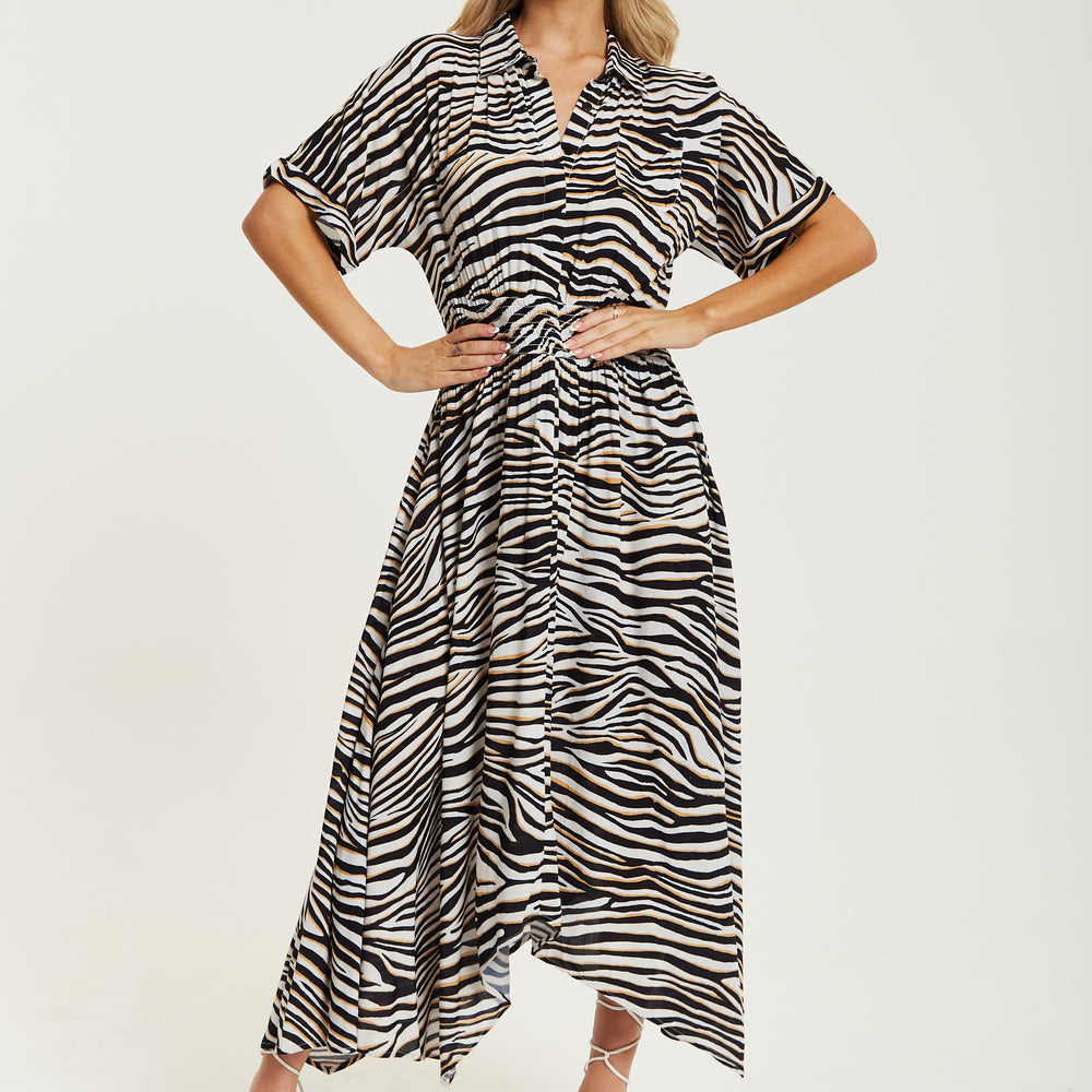 
                  
                    Liquorish Brown Zebra Print Midi Dress
                  
                