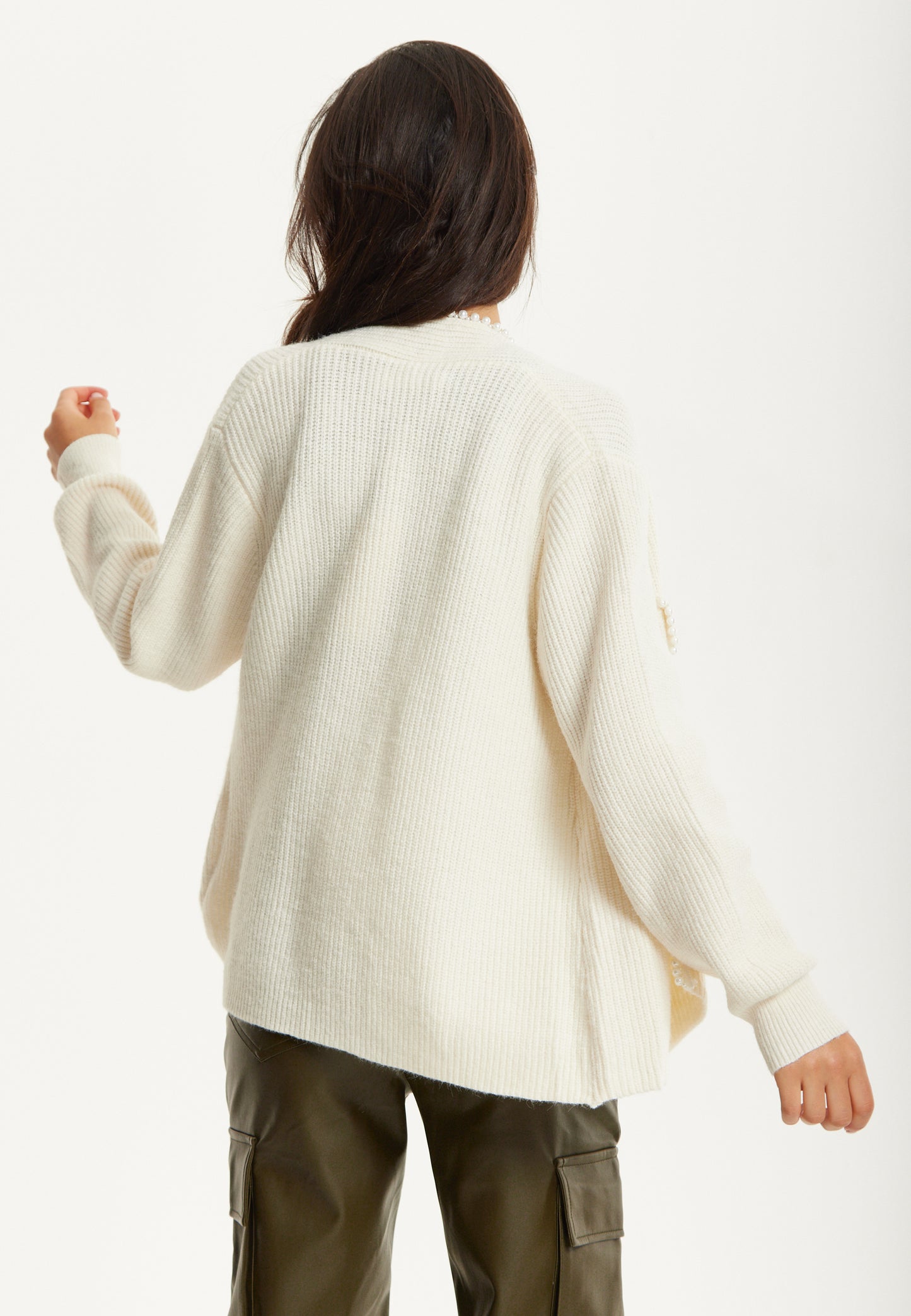 
                  
                    Ivory Wool Blend Pearl Trim Cardigan
                  
                