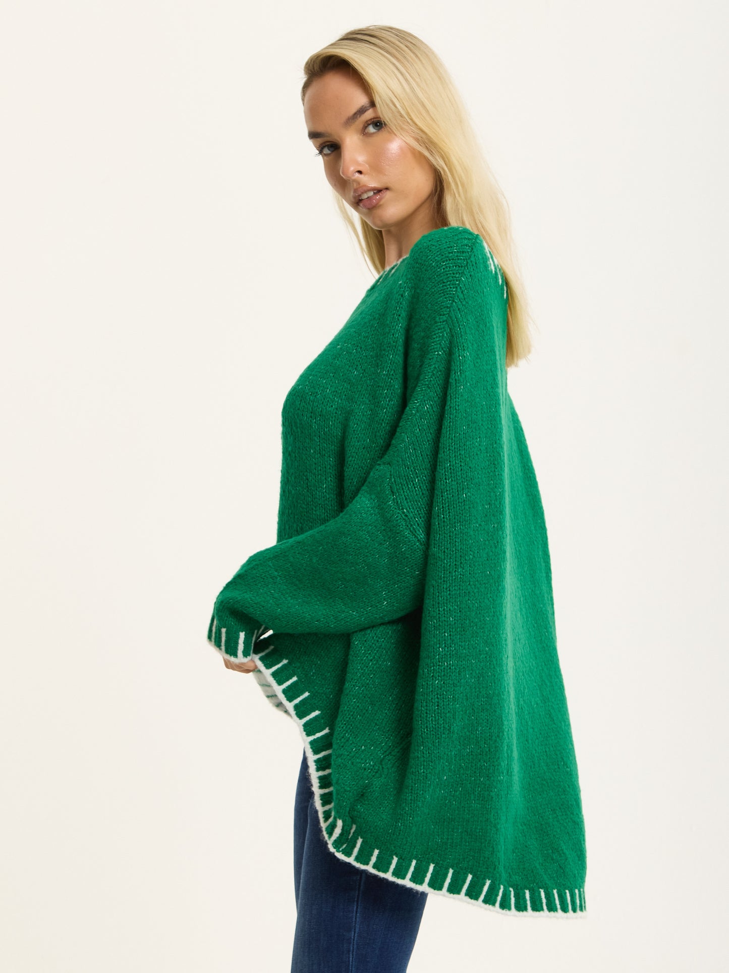 
                  
                    Green Wool Blend Jumper White Trim
                  
                