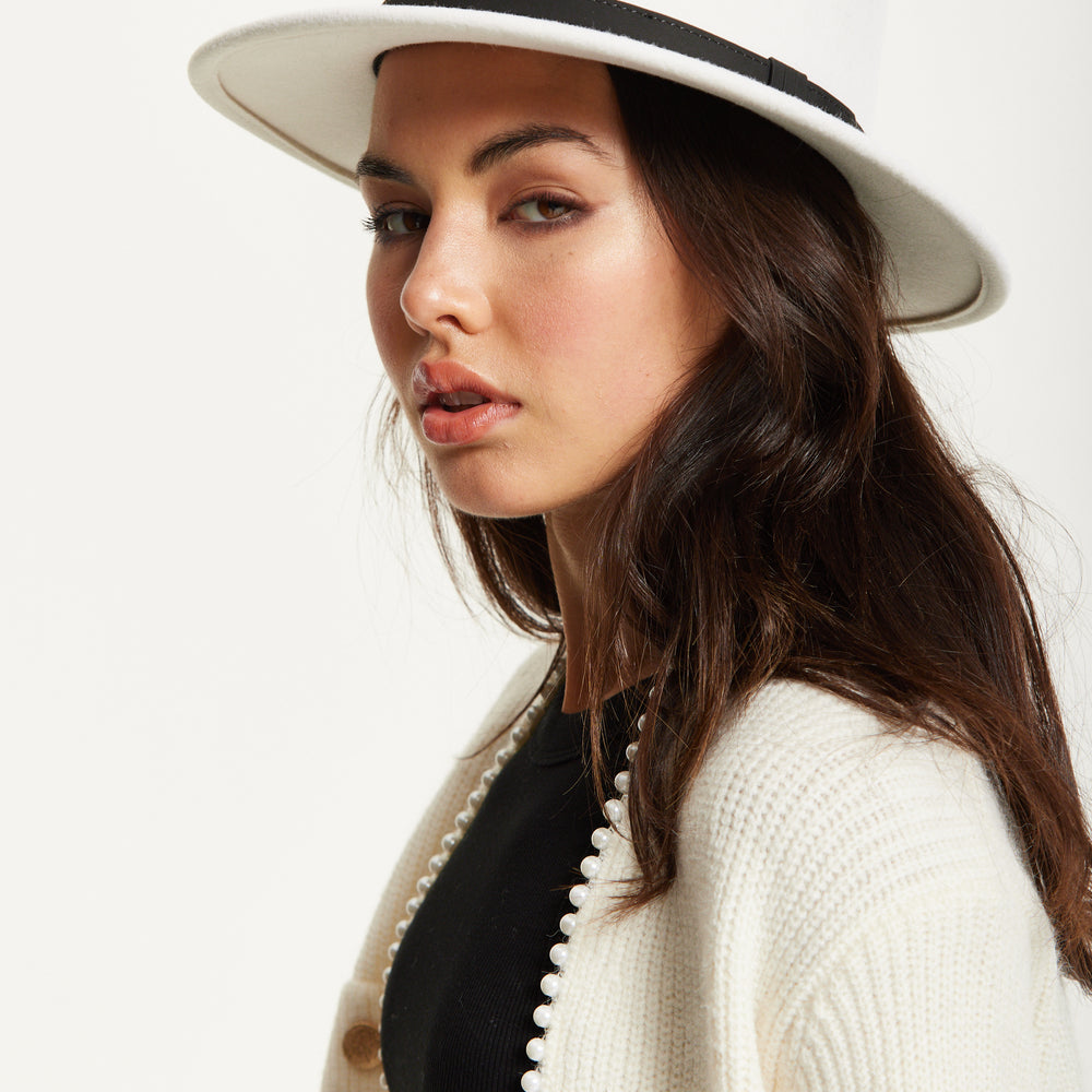 
                  
                    White Wool Fedora Hat
                  
                