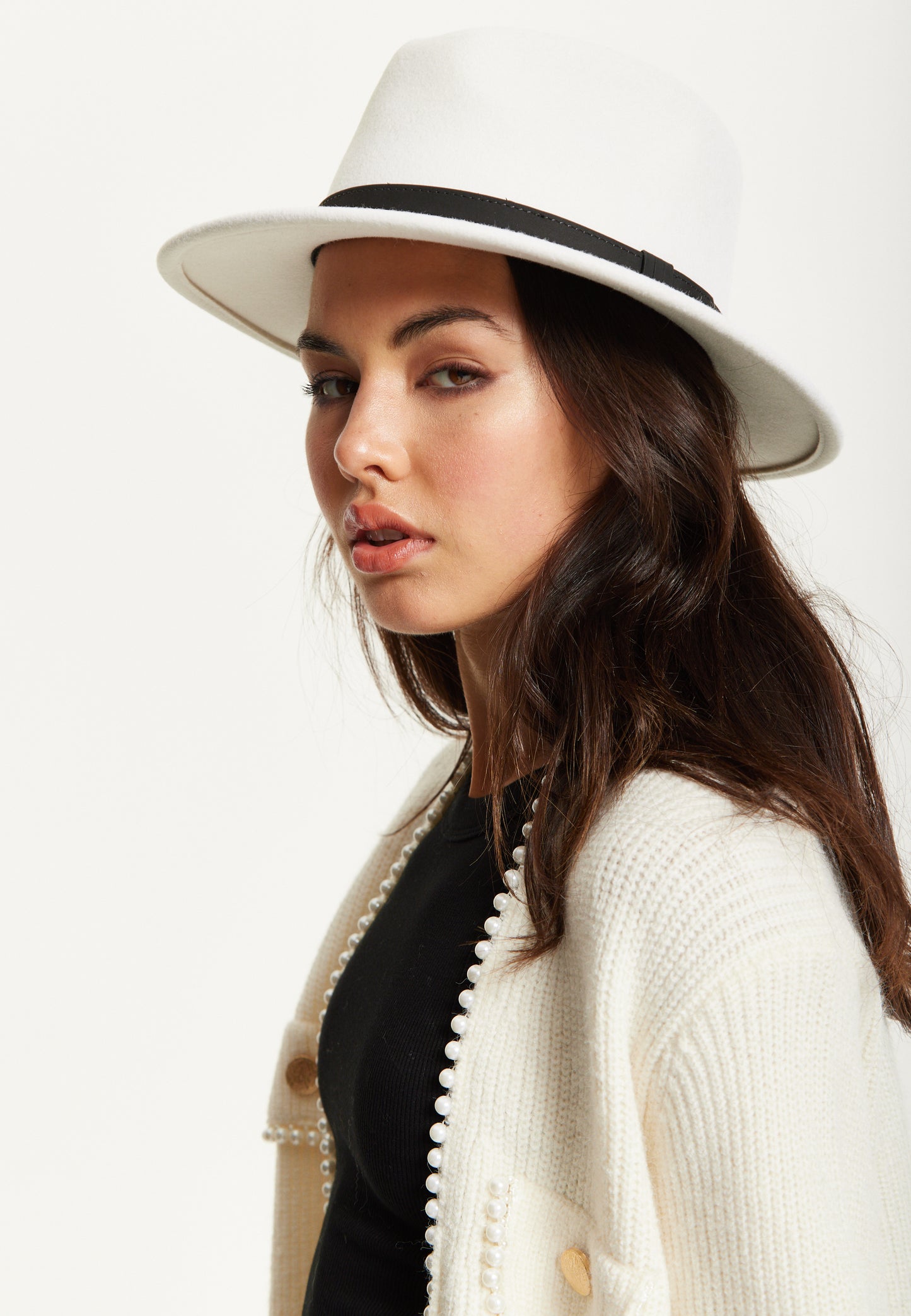 
                  
                    White Wool Fedora Hat
                  
                