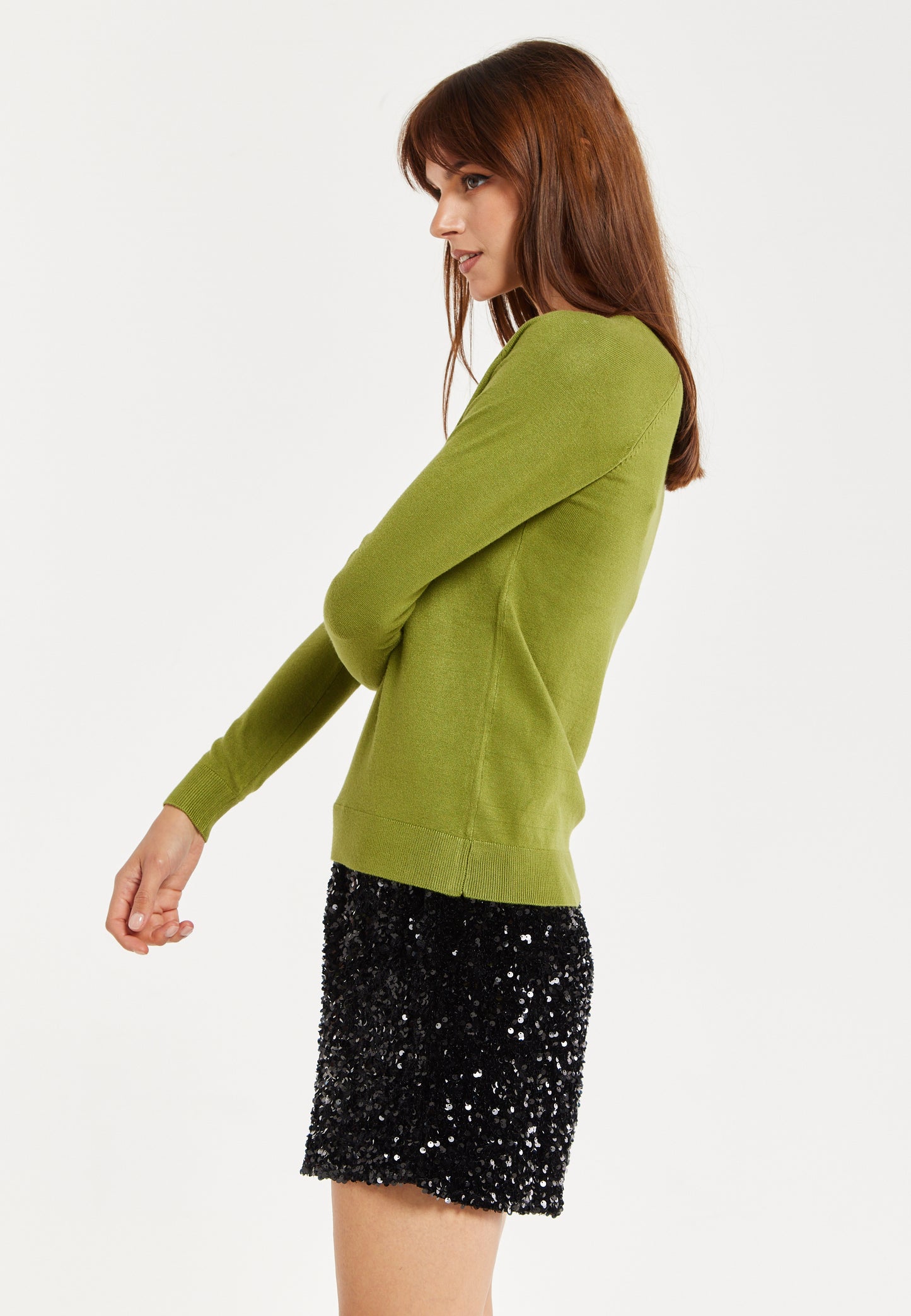 
                  
                    Liquorish Classic Round Neck Olive Pullover
                  
                