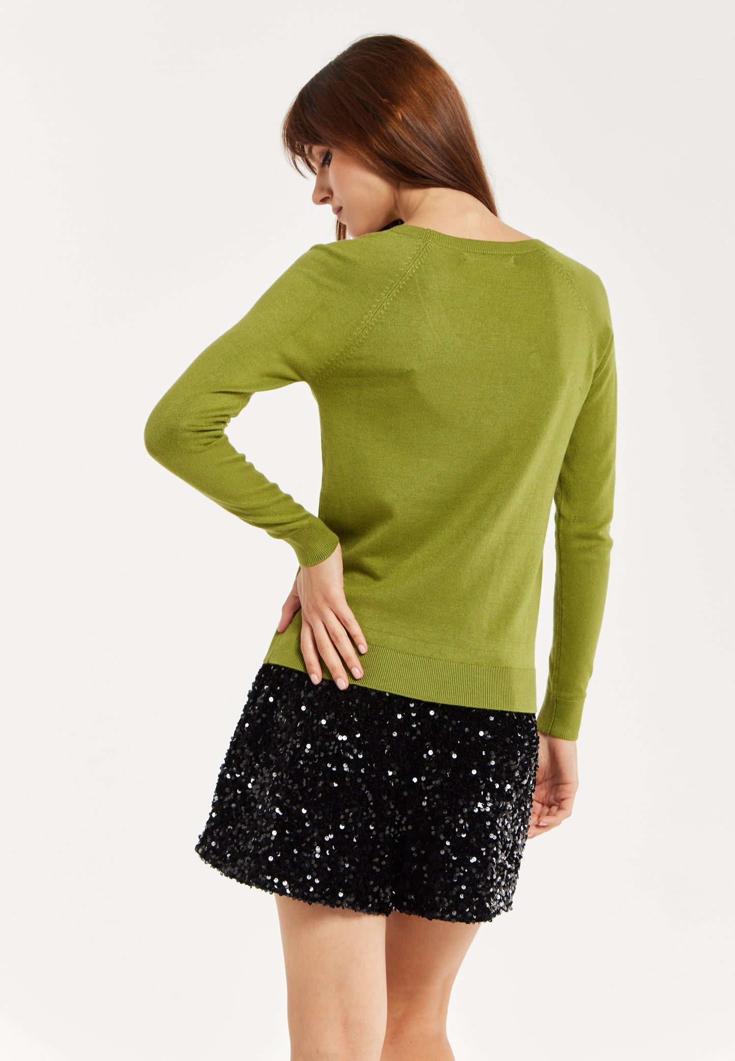 
                  
                    Liquorish Classic Round Neck Olive Pullover
                  
                