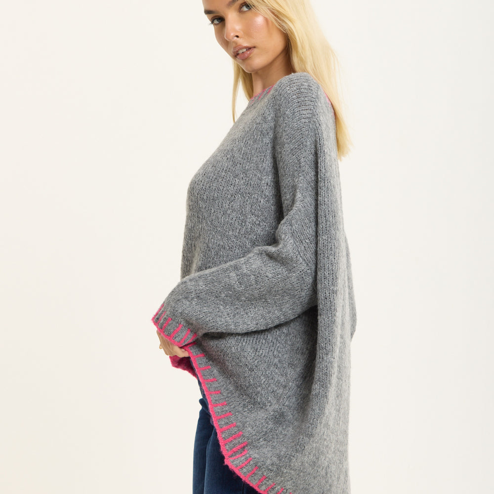 
                  
                    Grey Wool Blend Jumper Neon Pink Trim
                  
                
