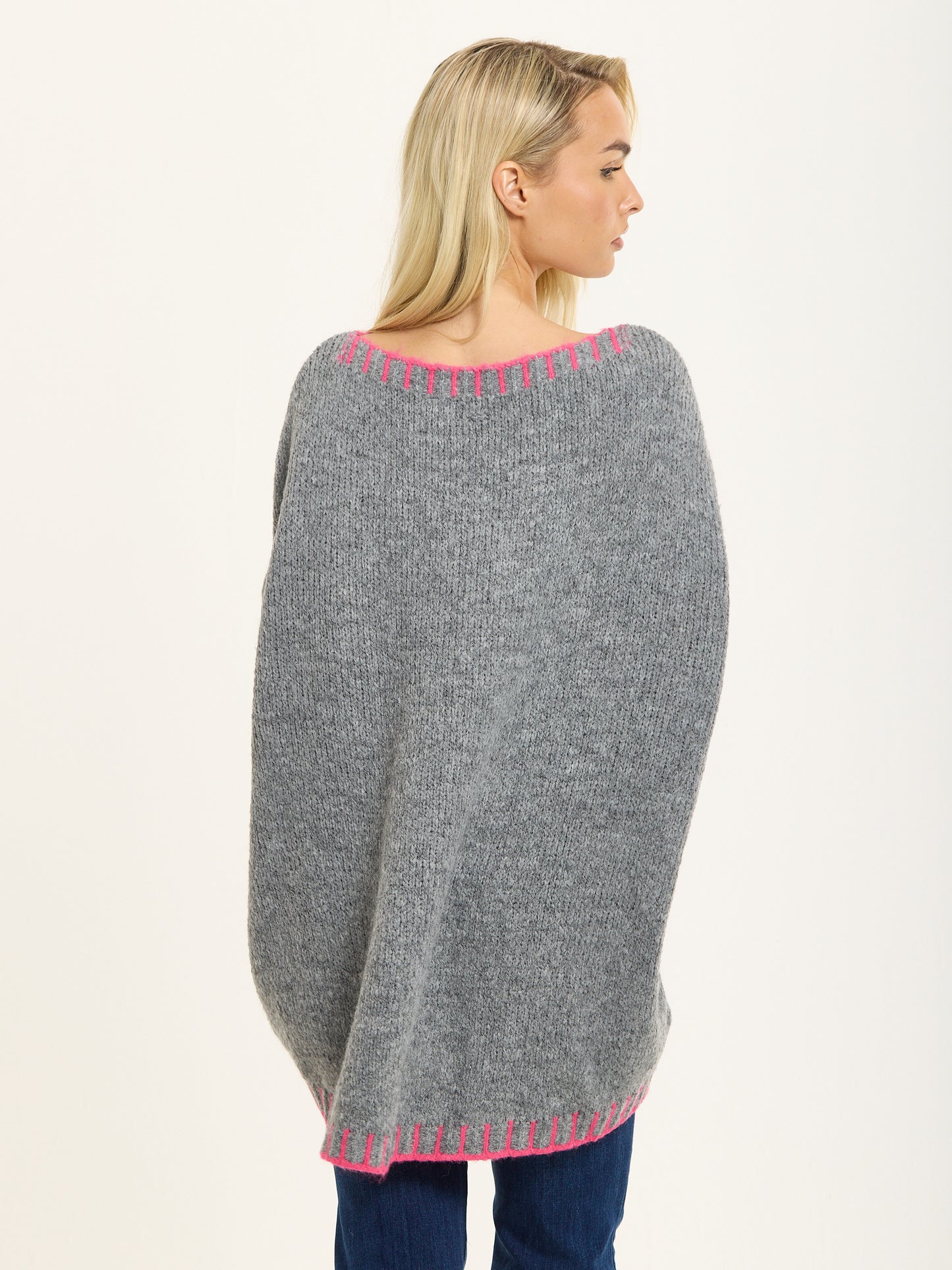 
                  
                    Grey Wool Blend Jumper Neon Pink Trim
                  
                