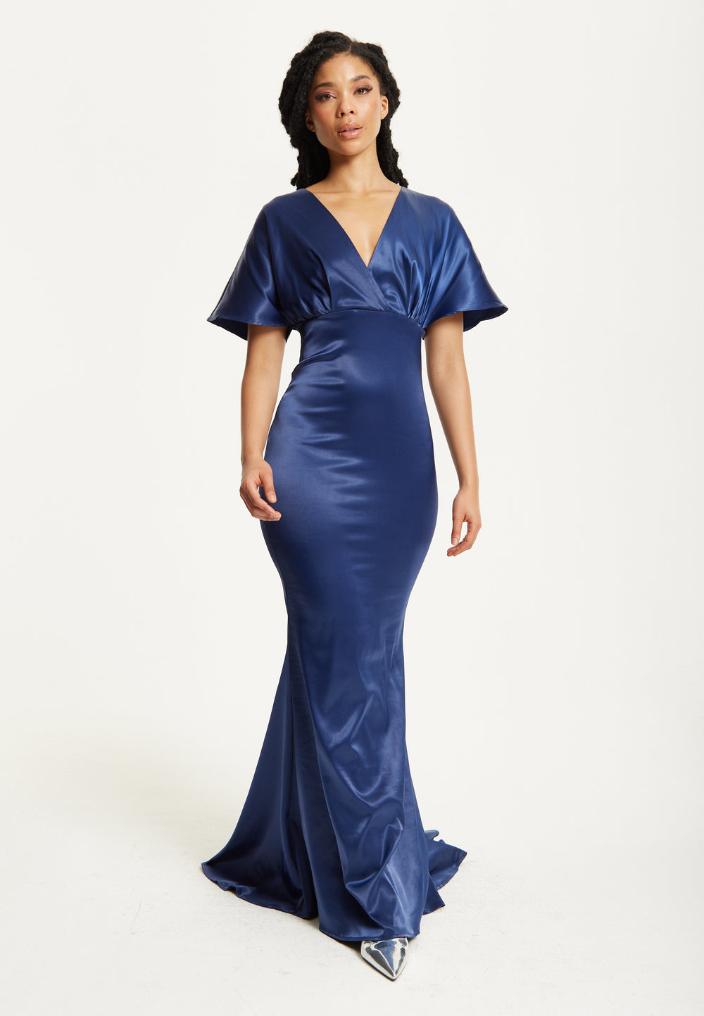 Short Sleeve Navy Maxi Dress