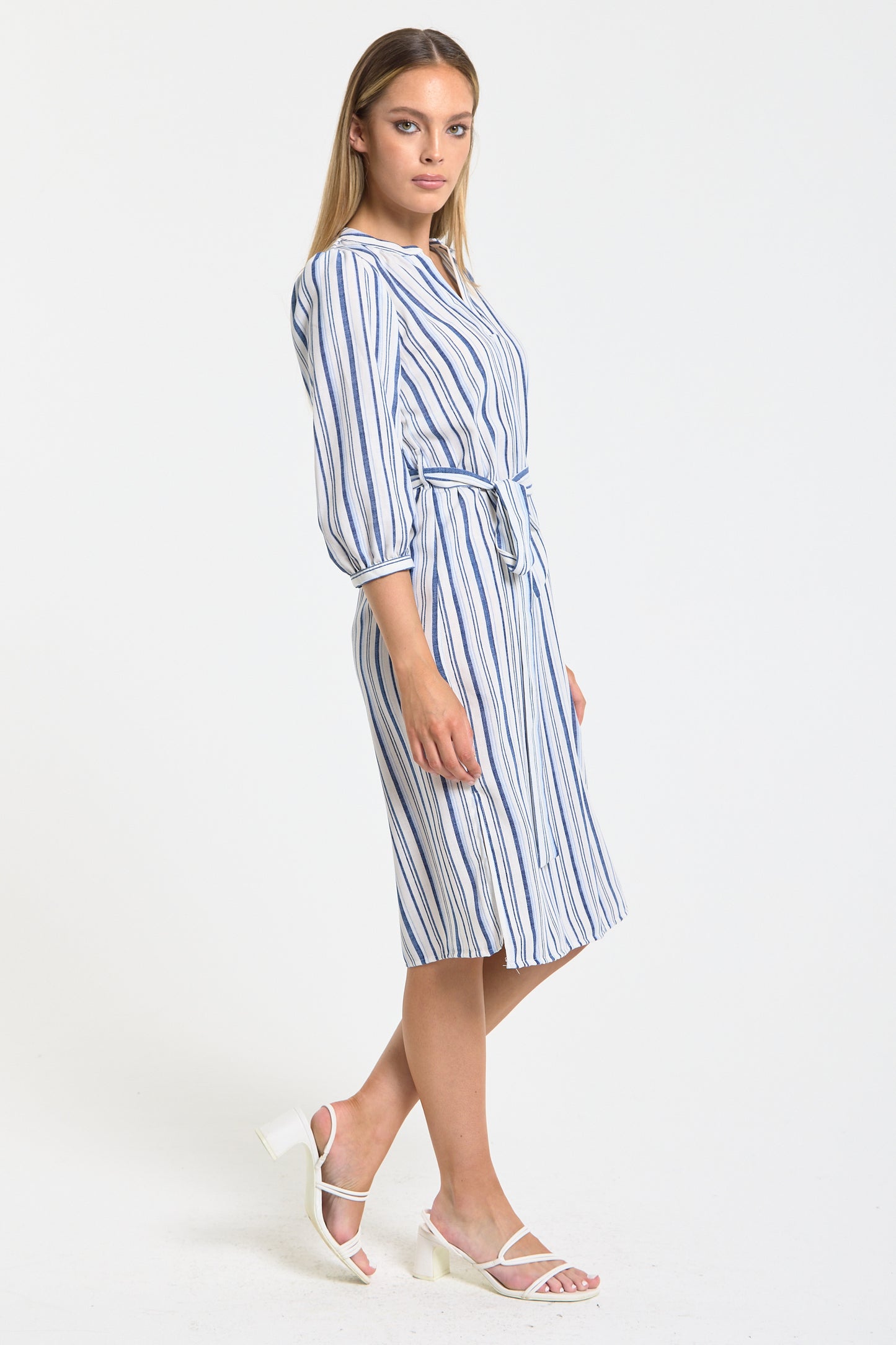 
                  
                    Blue And White Stripe Tie Waist Midi Dress
                  
                