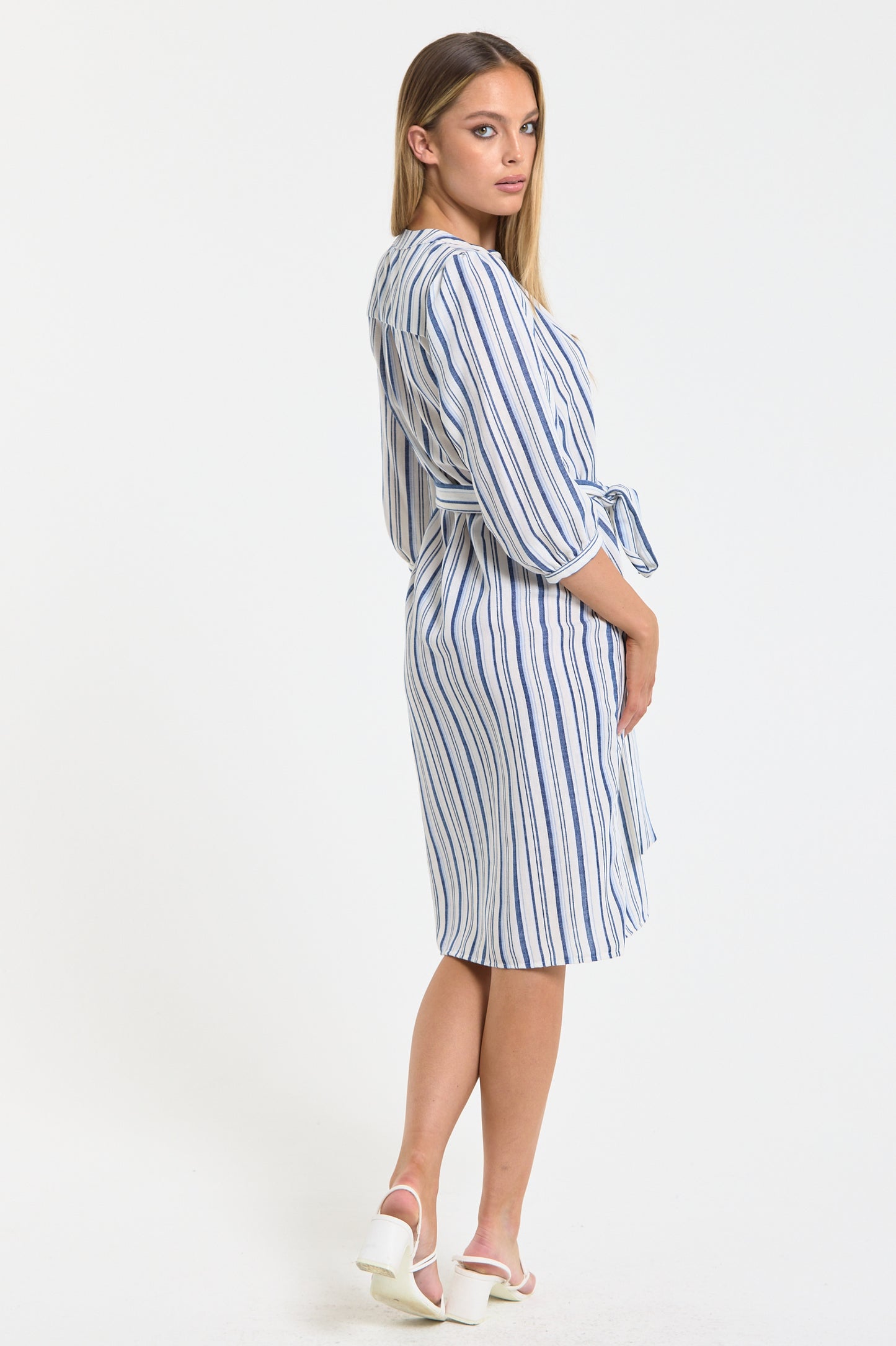 
                  
                    Blue And White Stripe Tie Waist Midi Dress
                  
                