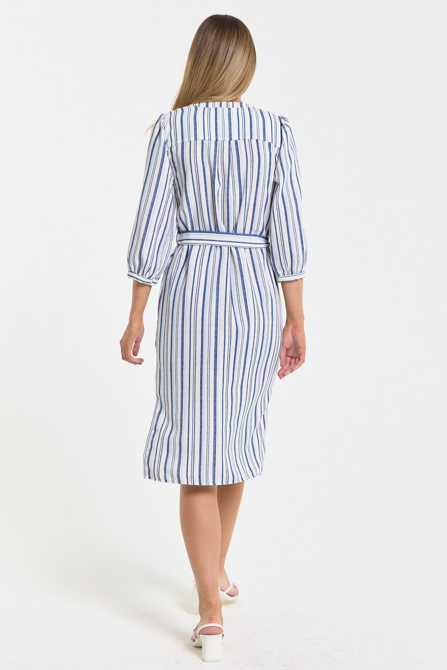 
                  
                    Blue And White Stripe Tie Waist Midi Dress
                  
                