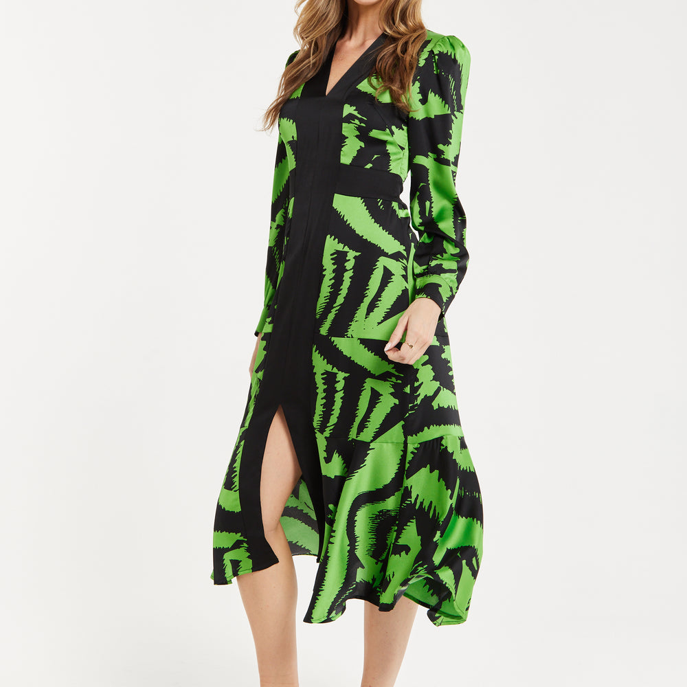 
                  
                    Women's Midi Dress in Zebra Print with Front Slit and Long Sleeves - Stylish Statement Piece by Liquorish
                  
                