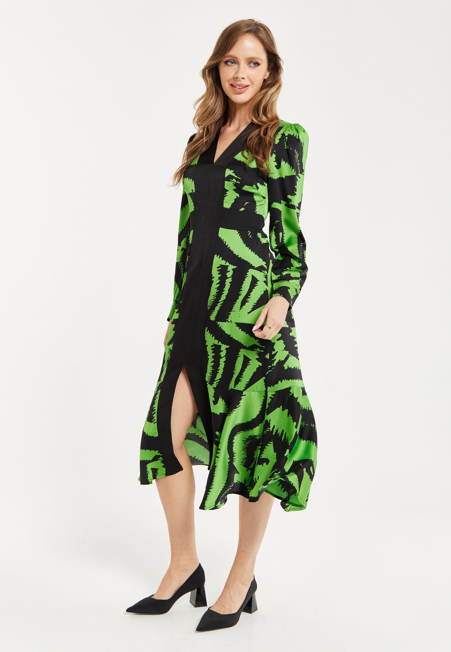 
                  
                    Women's Midi Dress in Zebra Print with Front Slit and Long Sleeves - Stylish Statement Piece by Liquorish
                  
                