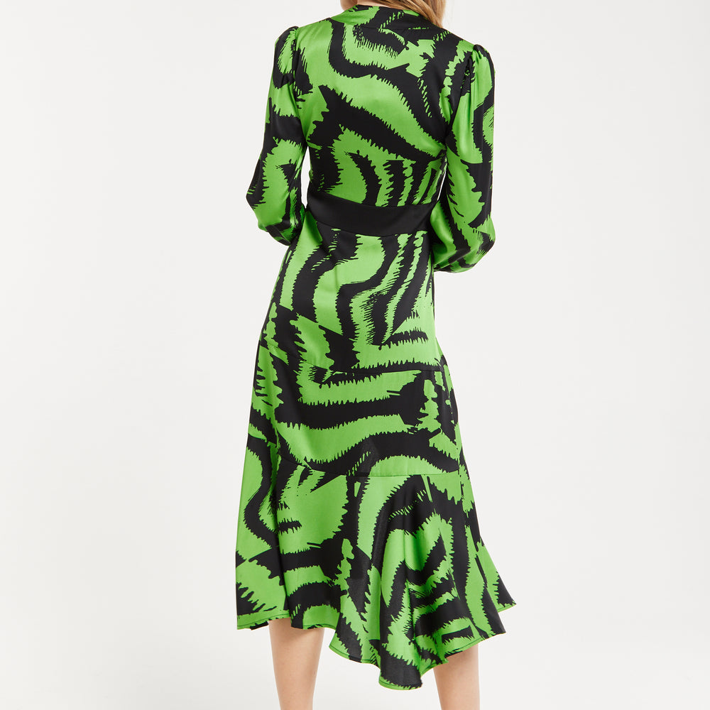 
                  
                    Women's Midi Dress in Zebra Print with Front Slit and Long Sleeves - Stylish Statement Piece by Liquorish
                  
                