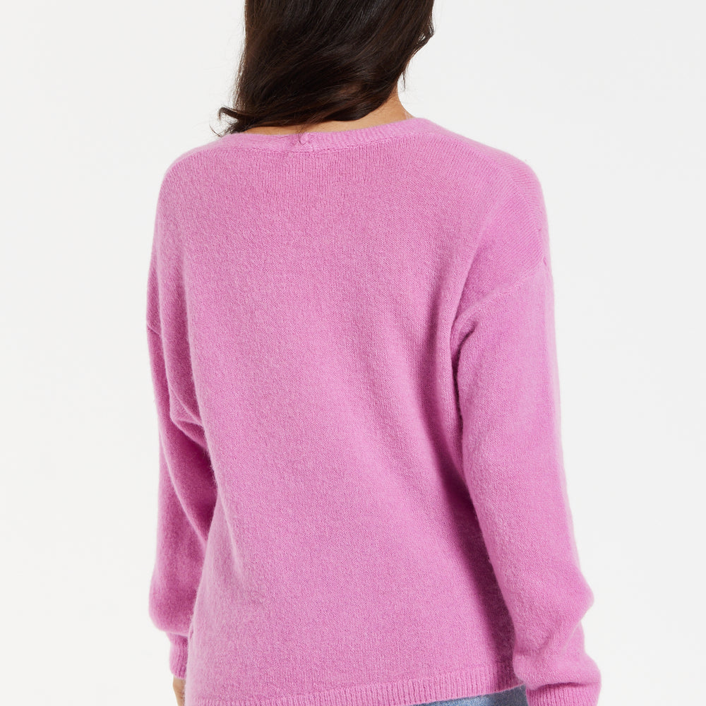 
                  
                    Liquorish Super Soft Knitted Alpaca Cardigan in Pink
                  
                