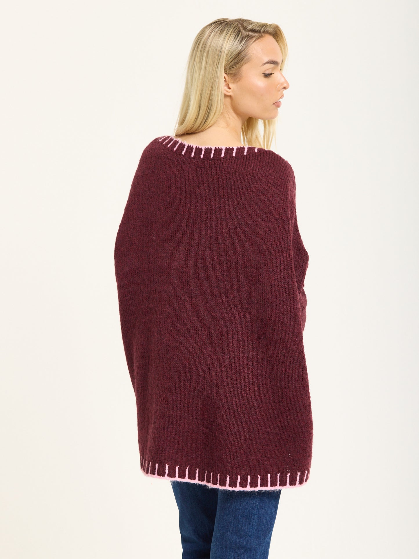 
                  
                    Burgundy Wool Blend Jumper Pink Trim
                  
                
