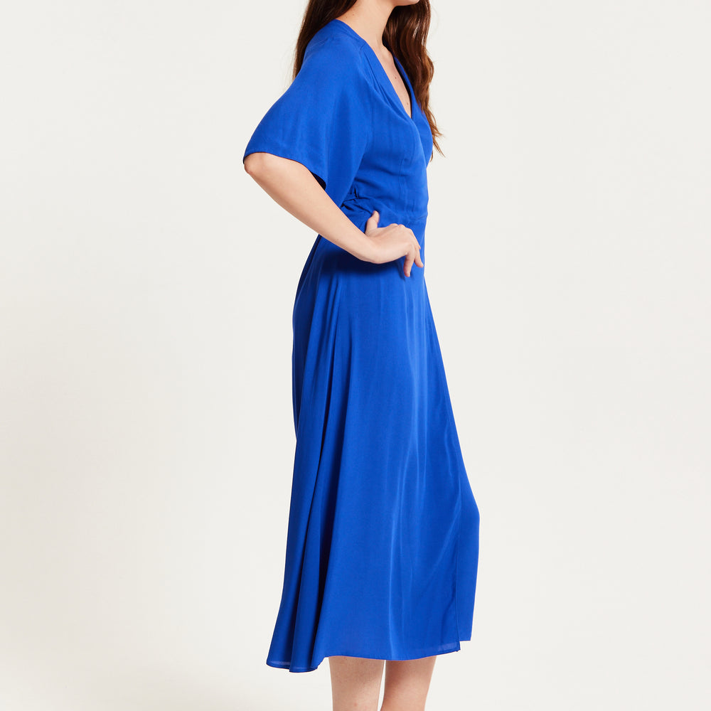 PSK Collective ROYAL BLUE Lace-up Long Sleeve Sweatshirt Dress
