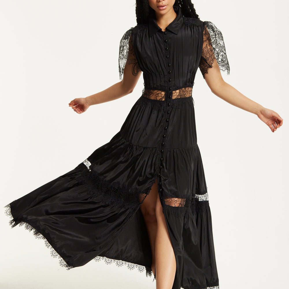 
                  
                    Black Lace Panel Maxi Dress
                  
                