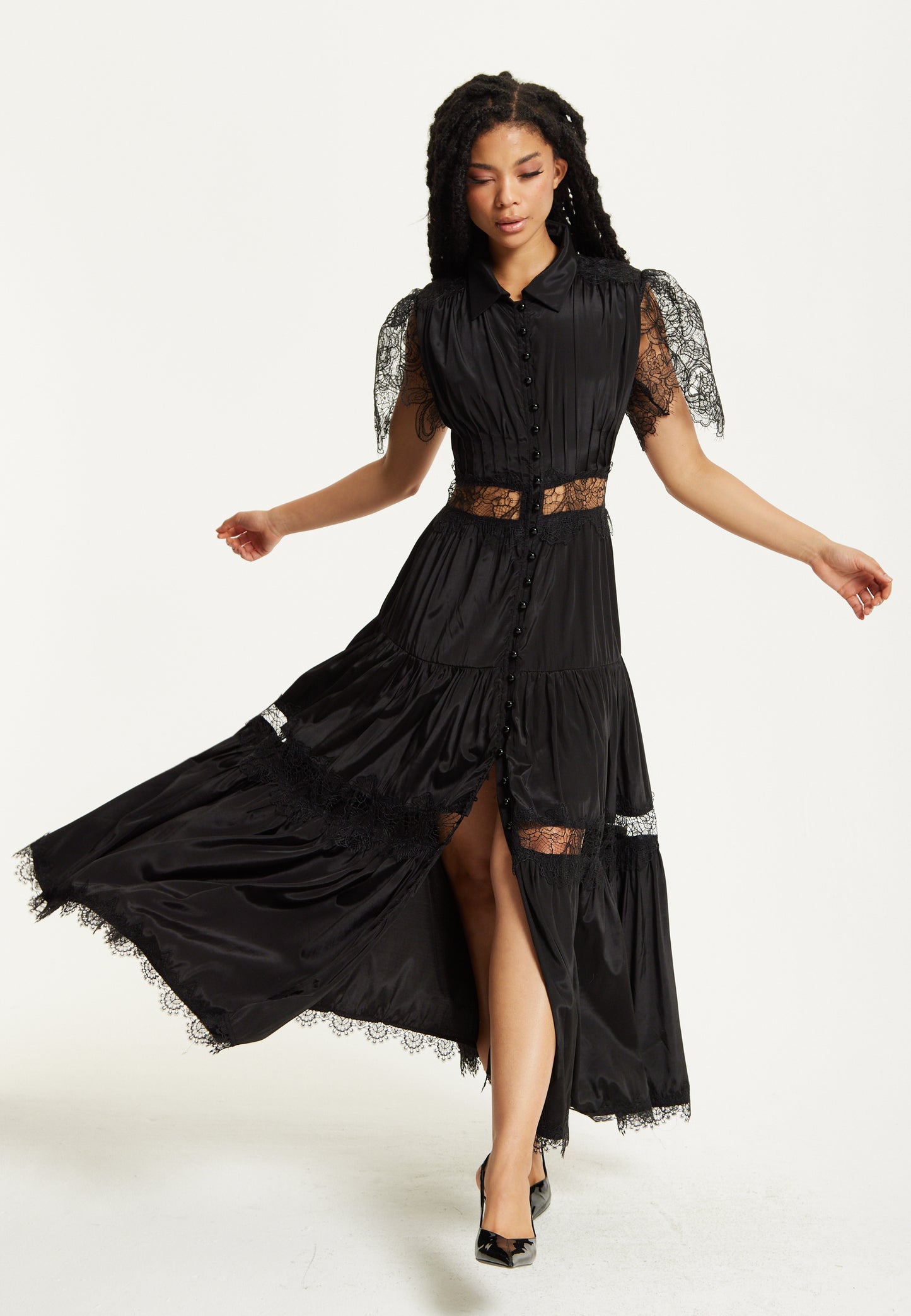 
                  
                    Black Lace Panel Maxi Dress
                  
                