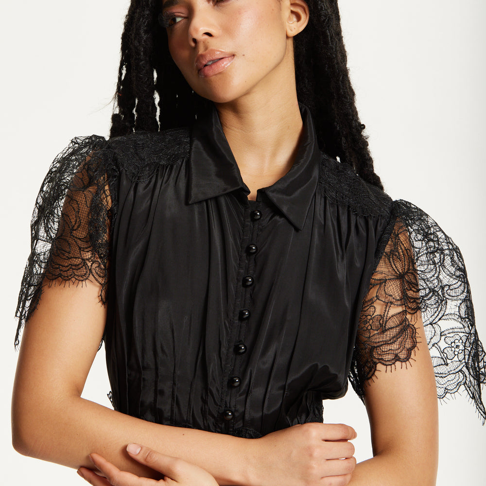 
                  
                    Black Lace Panel Maxi Dress
                  
                