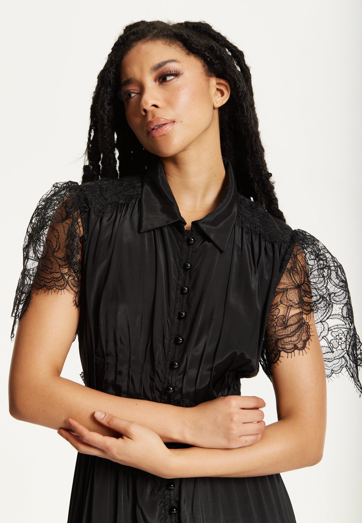 
                  
                    Black Lace Panel Maxi Dress
                  
                