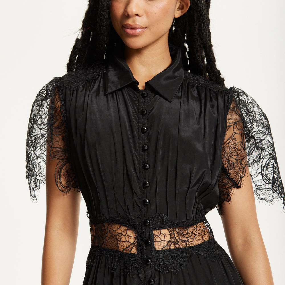 
                  
                    Black Lace Panel Maxi Dress
                  
                
