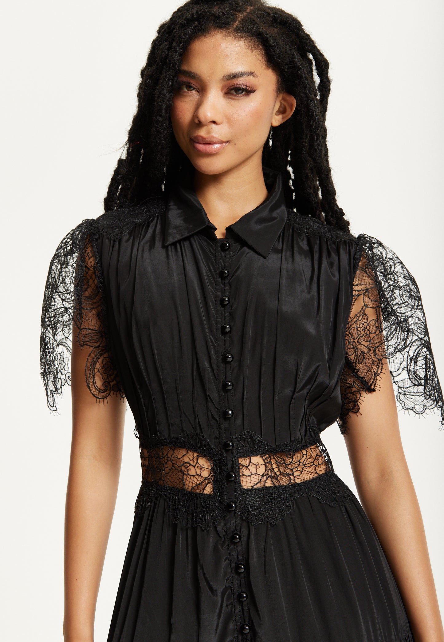 
                  
                    Black Lace Panel Maxi Dress
                  
                