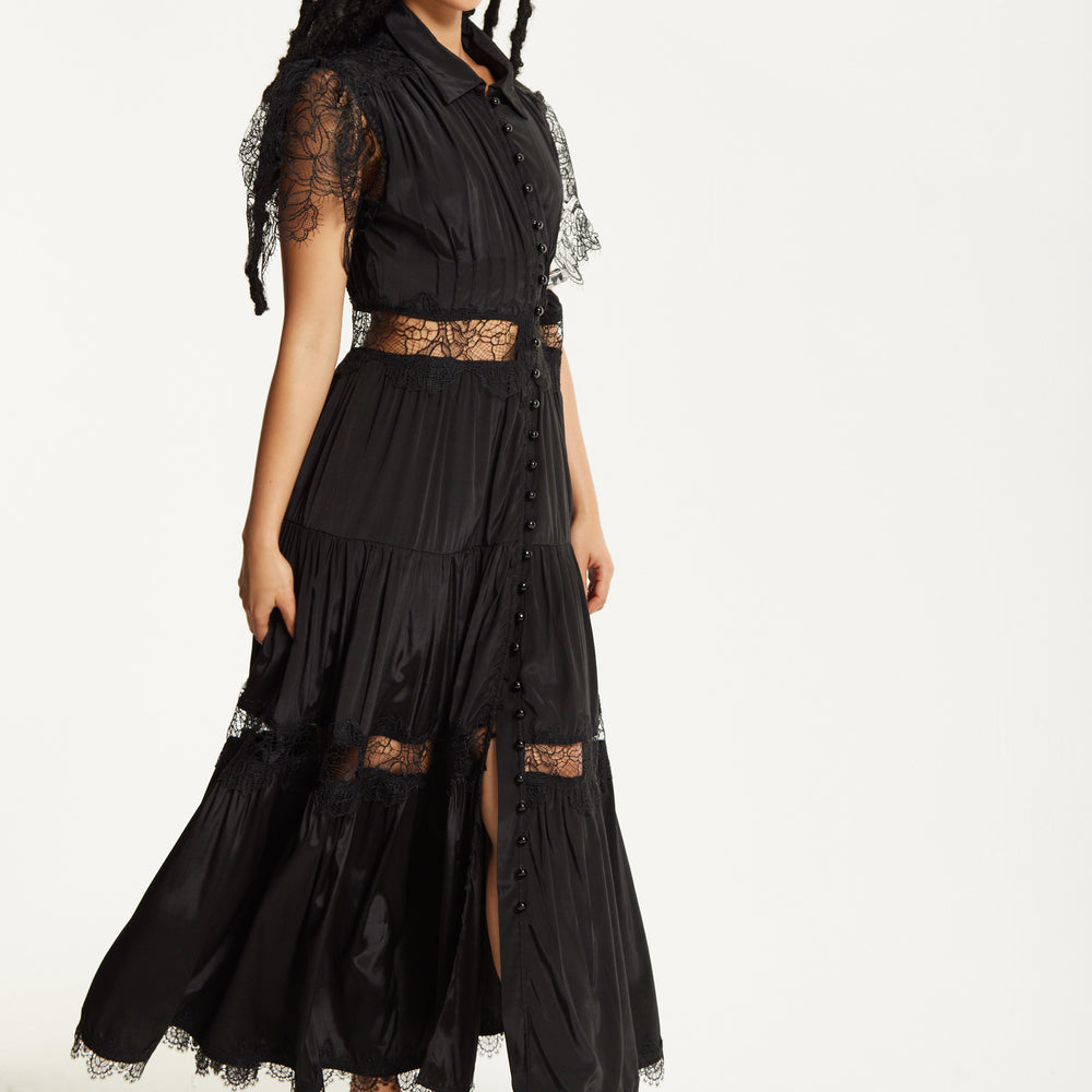 
                  
                    Black Lace Panel Maxi Dress
                  
                