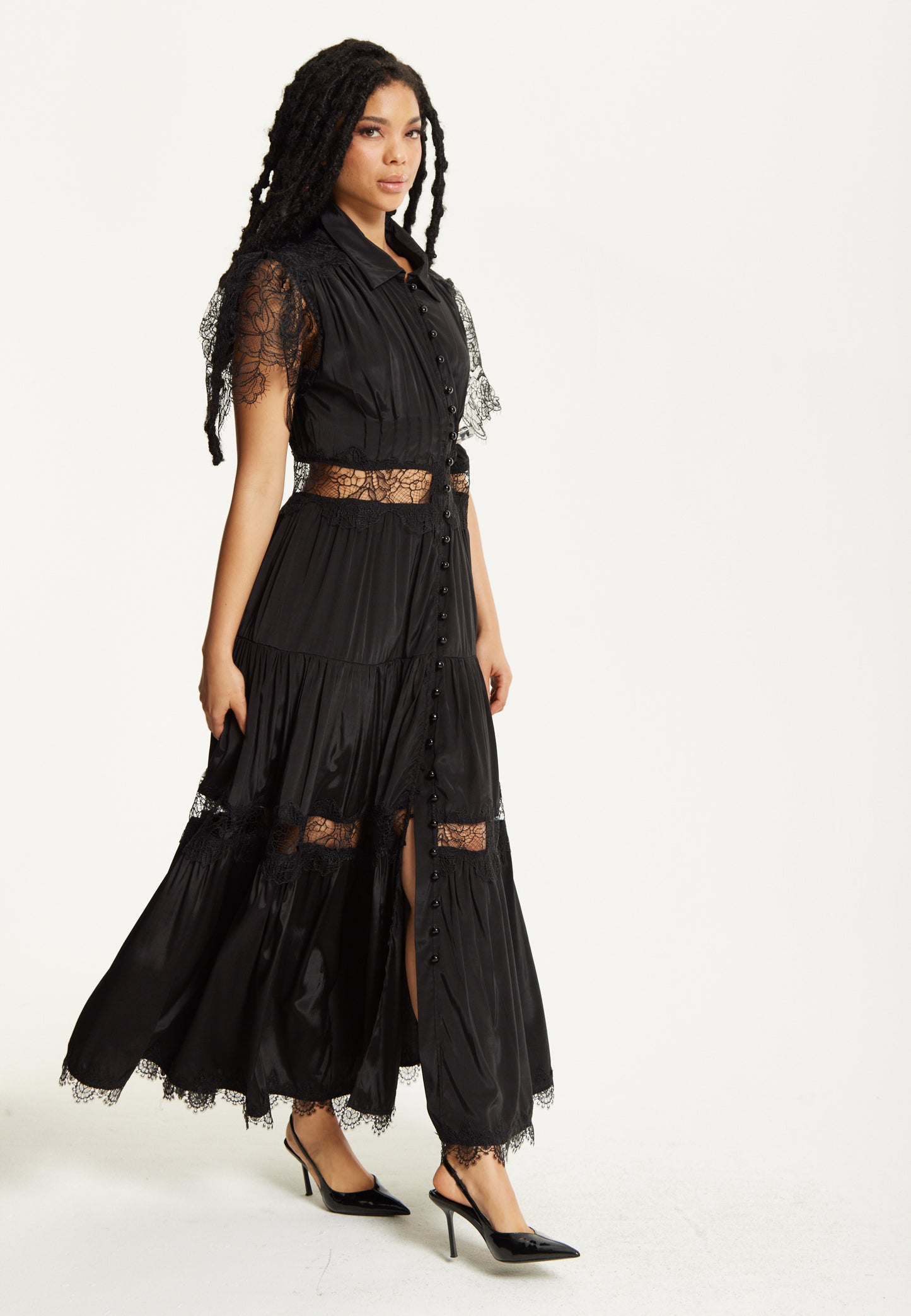 
                  
                    Black Lace Panel Maxi Dress
                  
                