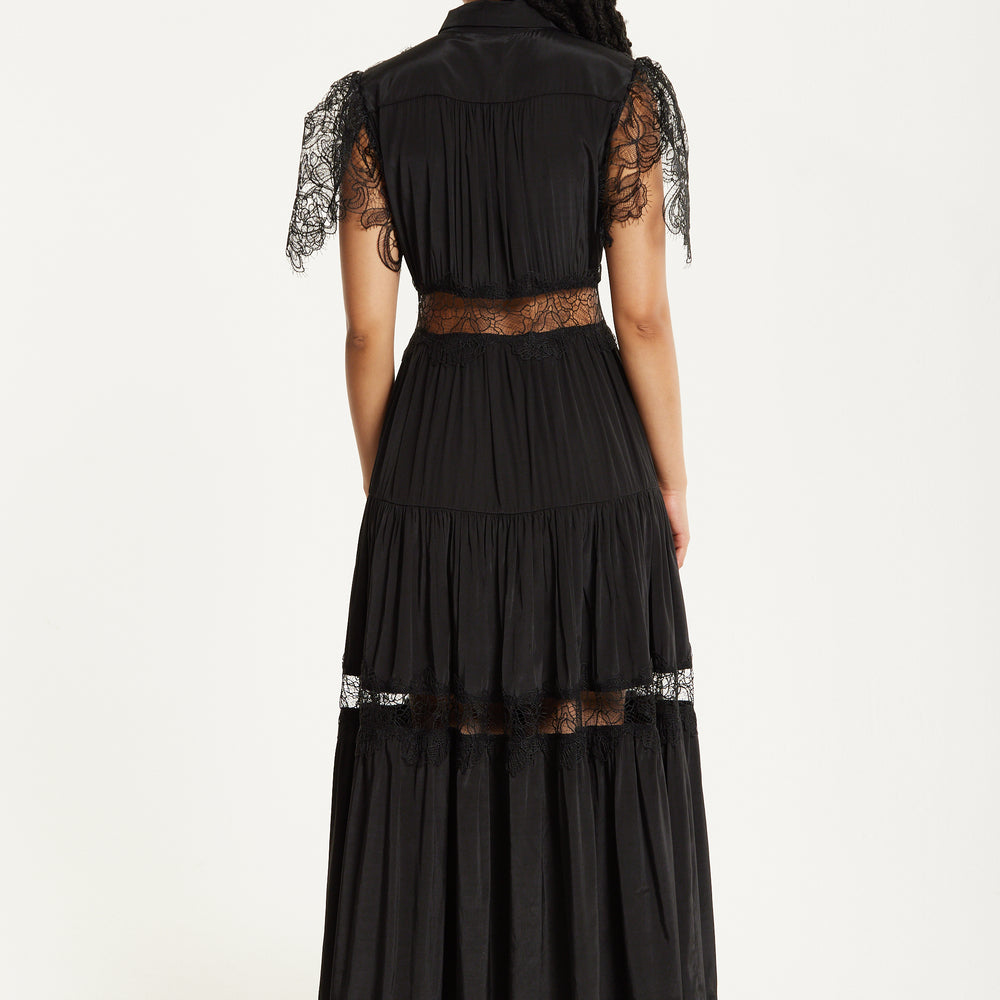 
                  
                    Black Lace Panel Maxi Dress
                  
                