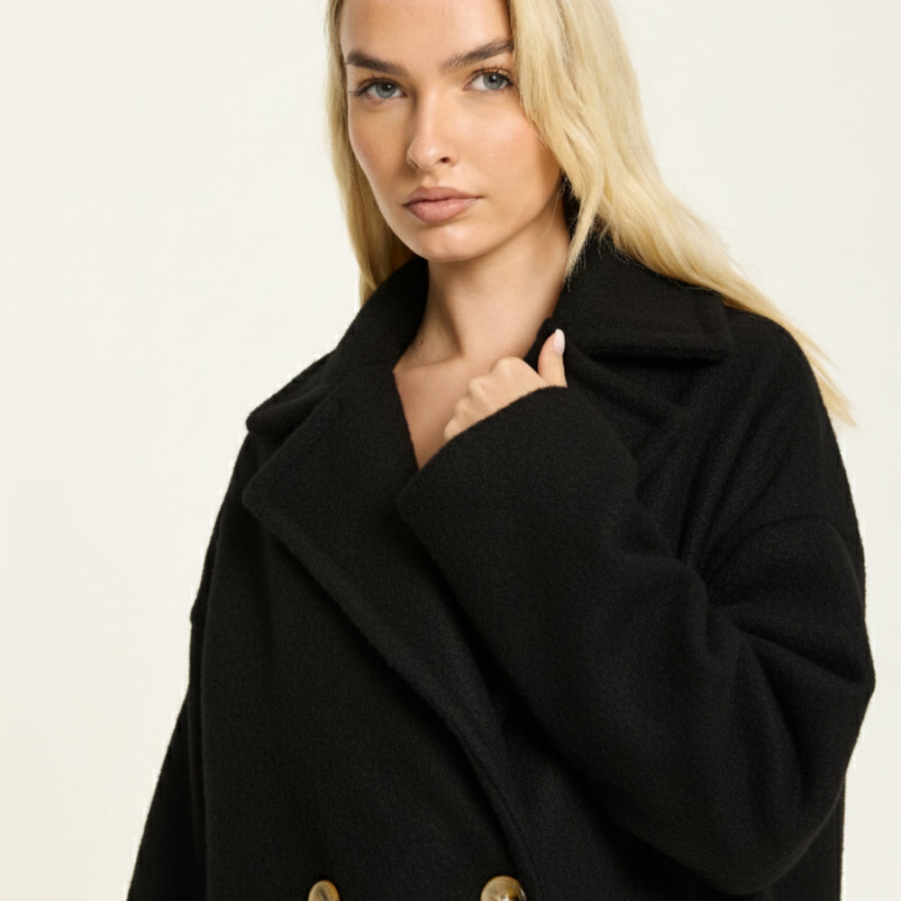 
                  
                    Black Wool Blend Double Breasted Coat
                  
                