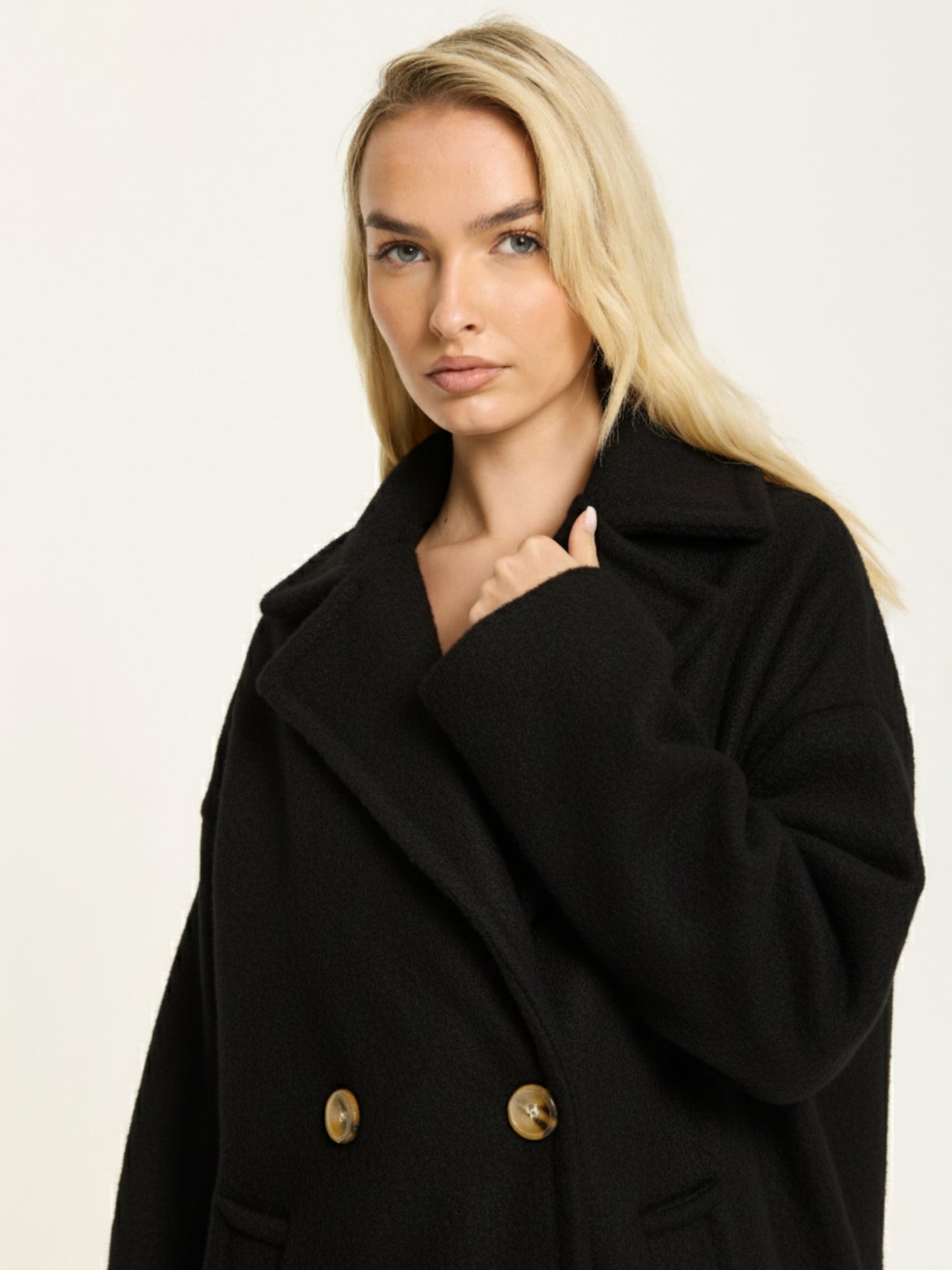 
                  
                    Black Wool Blend Double Breasted Coat
                  
                