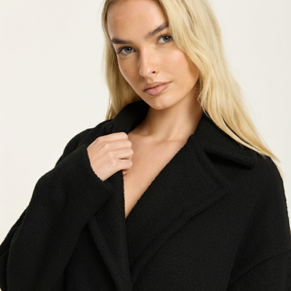 
                  
                    Black Wool Blend Double Breasted Coat
                  
                