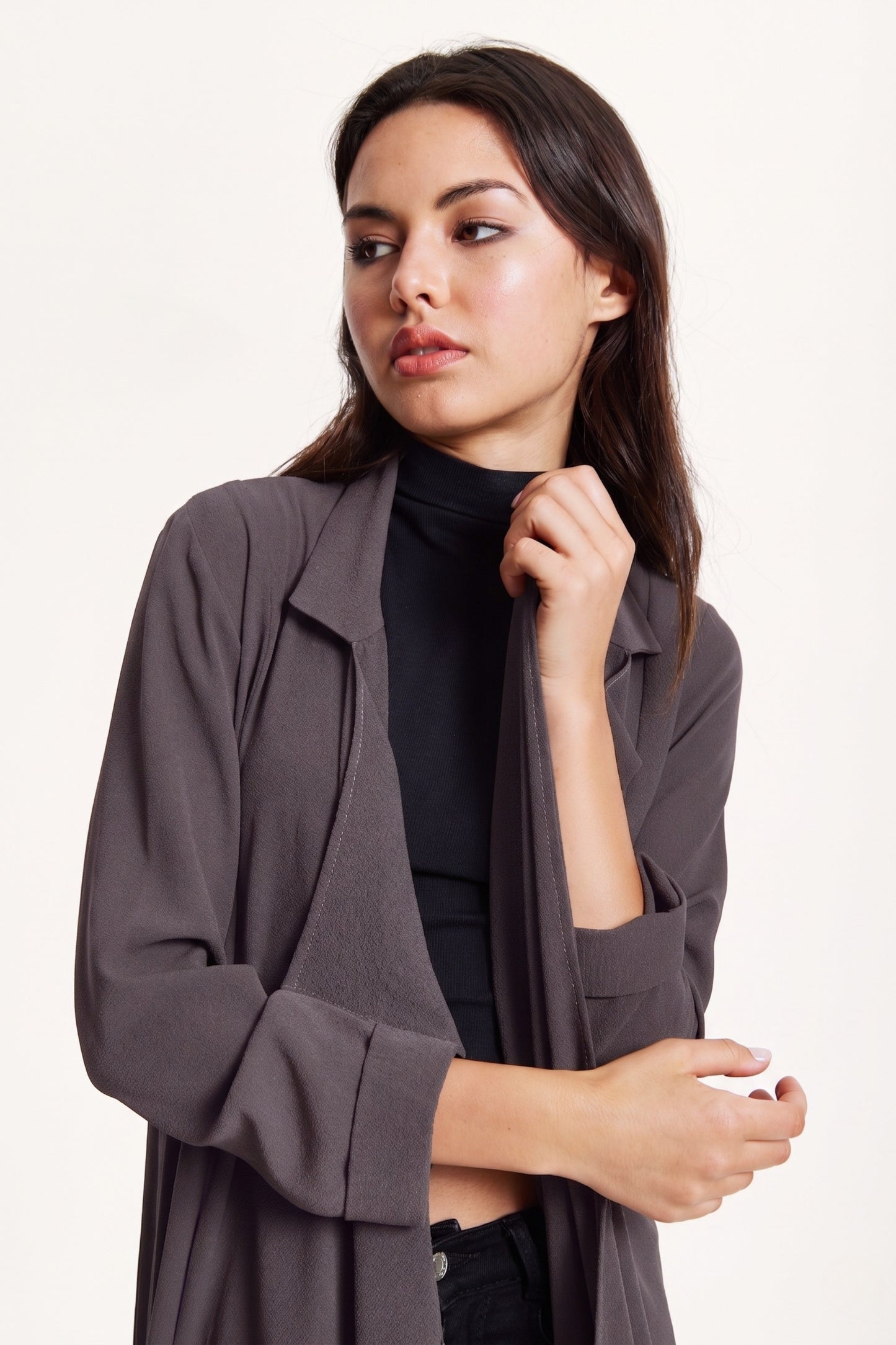 
                  
                    Grey Waterfall Duster Coat
                  
                