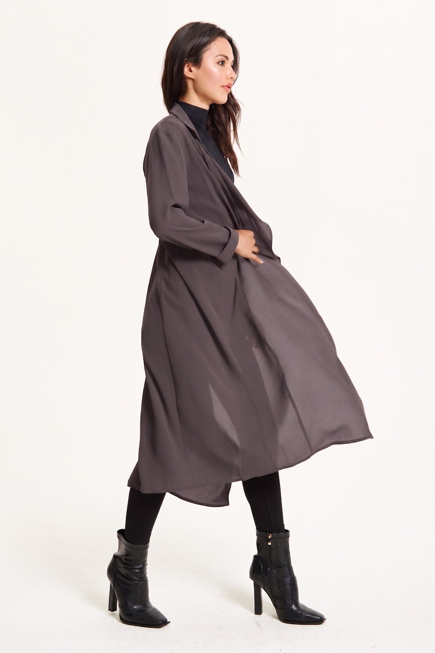 
                  
                    Grey Waterfall Duster Coat
                  
                