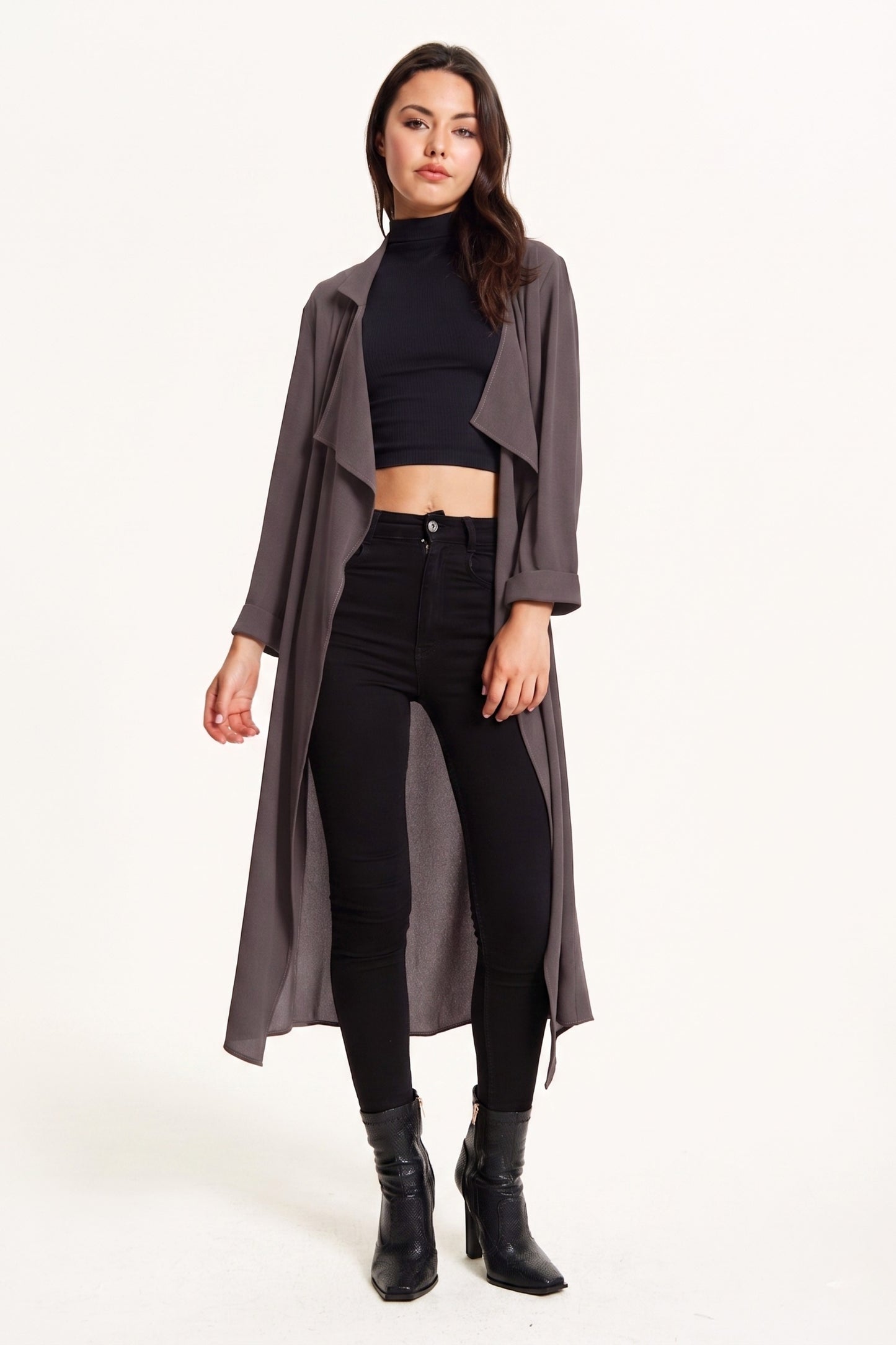 
                  
                    Grey Waterfall Duster Coat
                  
                