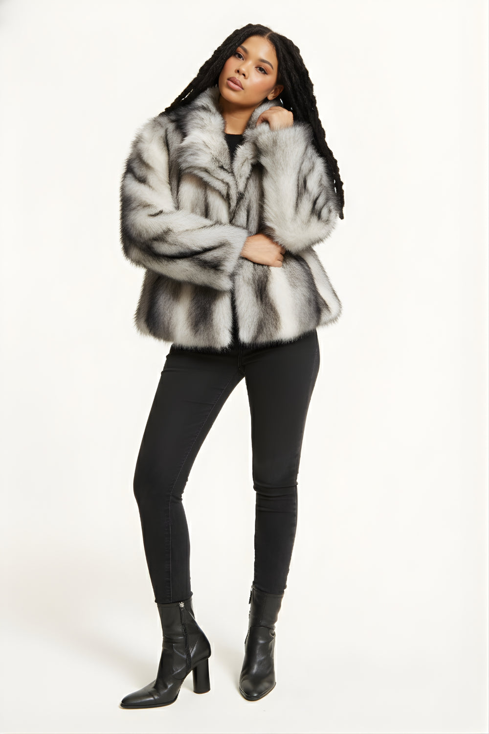 Grey Ombre Faux Fur Coat