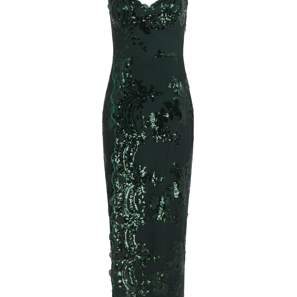 
                  
                    Liquorish Forest Green Sequin Maxi Dress With Long Slit
                  
                