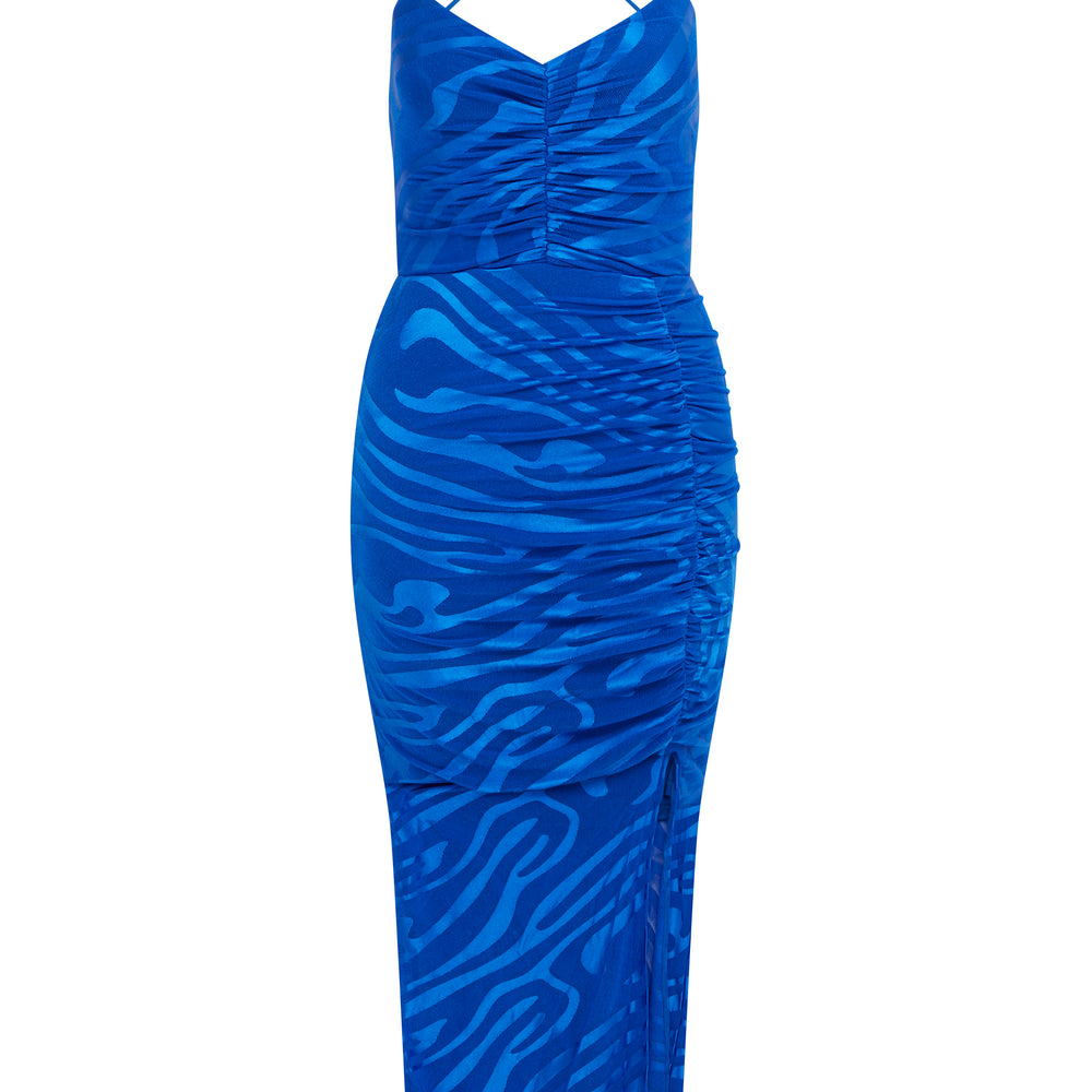 
                  
                    Liquorish Zebra Print Royal Blue Midi Dress
                  
                