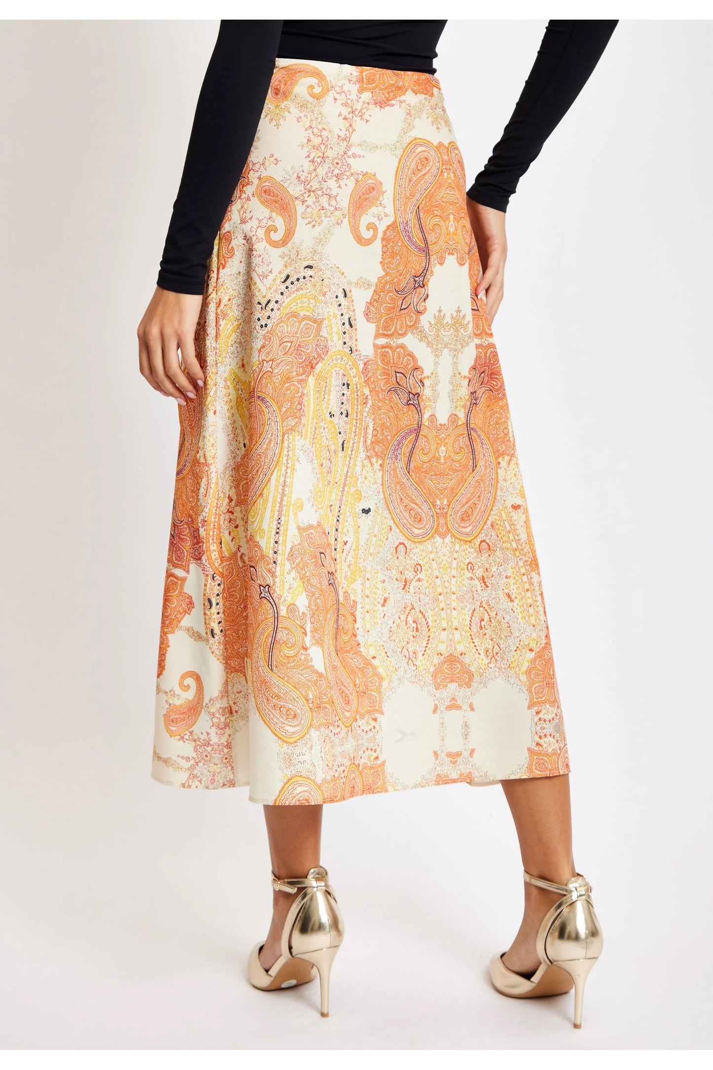 
                  
                    Liquorish Abstract Print Midi Skirt In Orange
                  
                