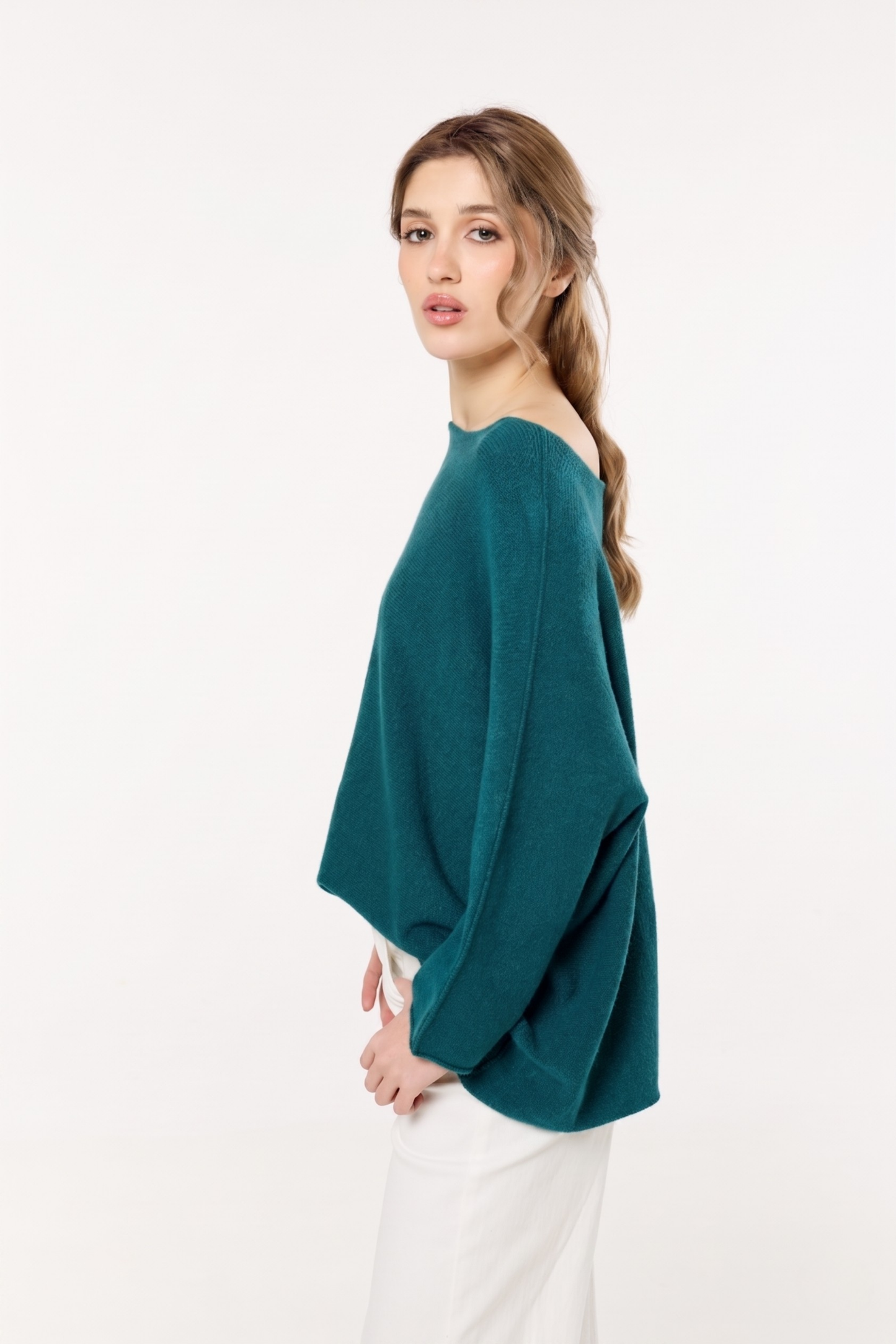 
                  
                    Teal Off Shoulder Knit Relaxed Jumper
                  
                