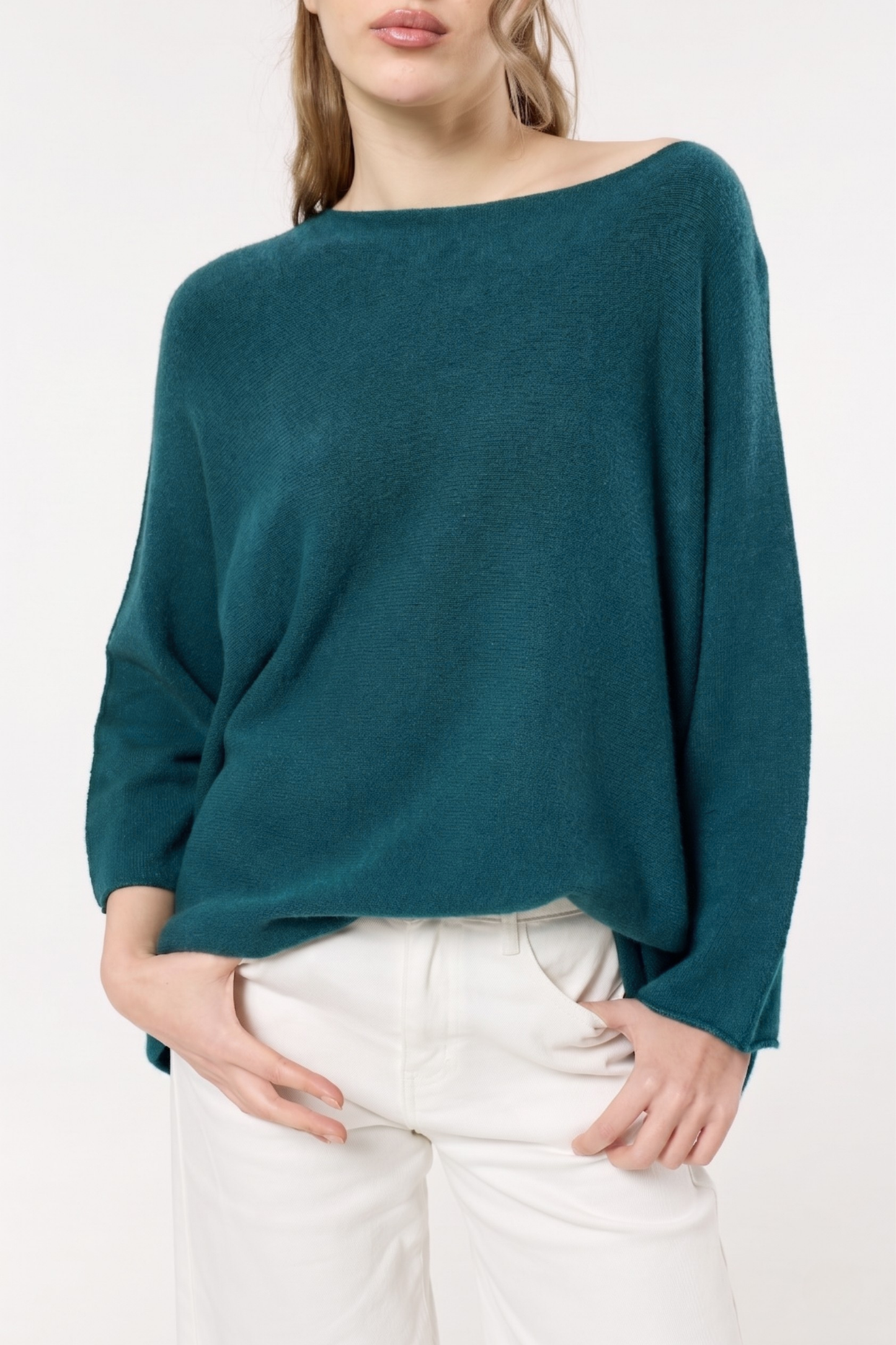 
                  
                    Teal Off Shoulder Knit Relaxed Jumper
                  
                