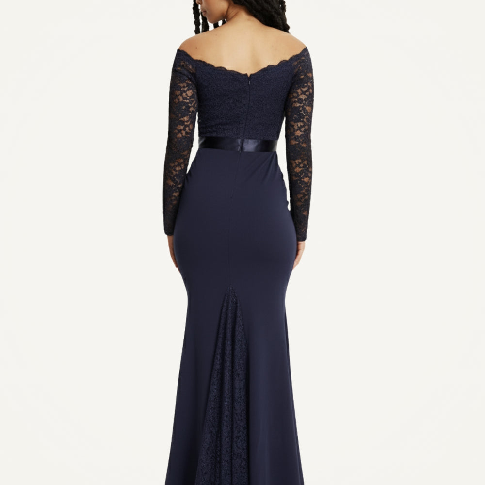 
                  
                    Navy Lace Long Sleeve Maxi Dress
                  
                