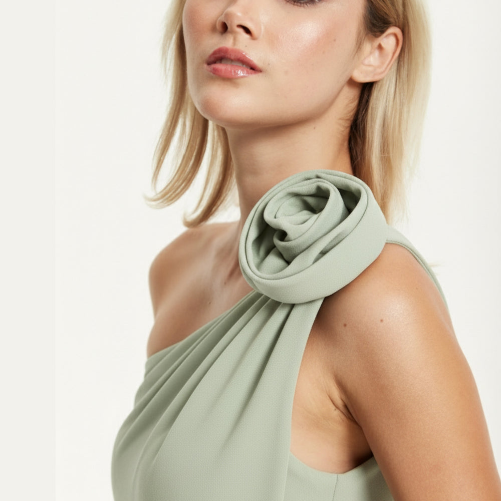 
                  
                    One Shoulder Sage Rose Maxi Dress
                  
                