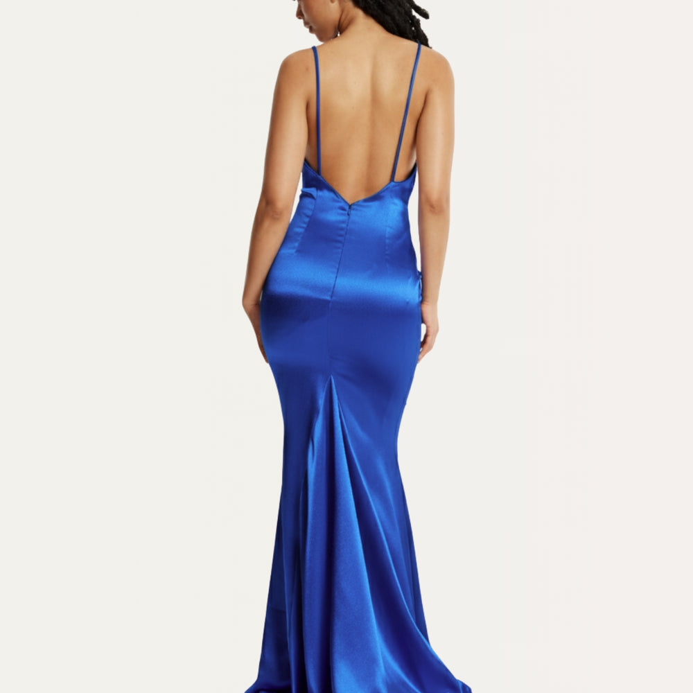 
                  
                    Blue Satin Plunge Maxi Dress
                  
                