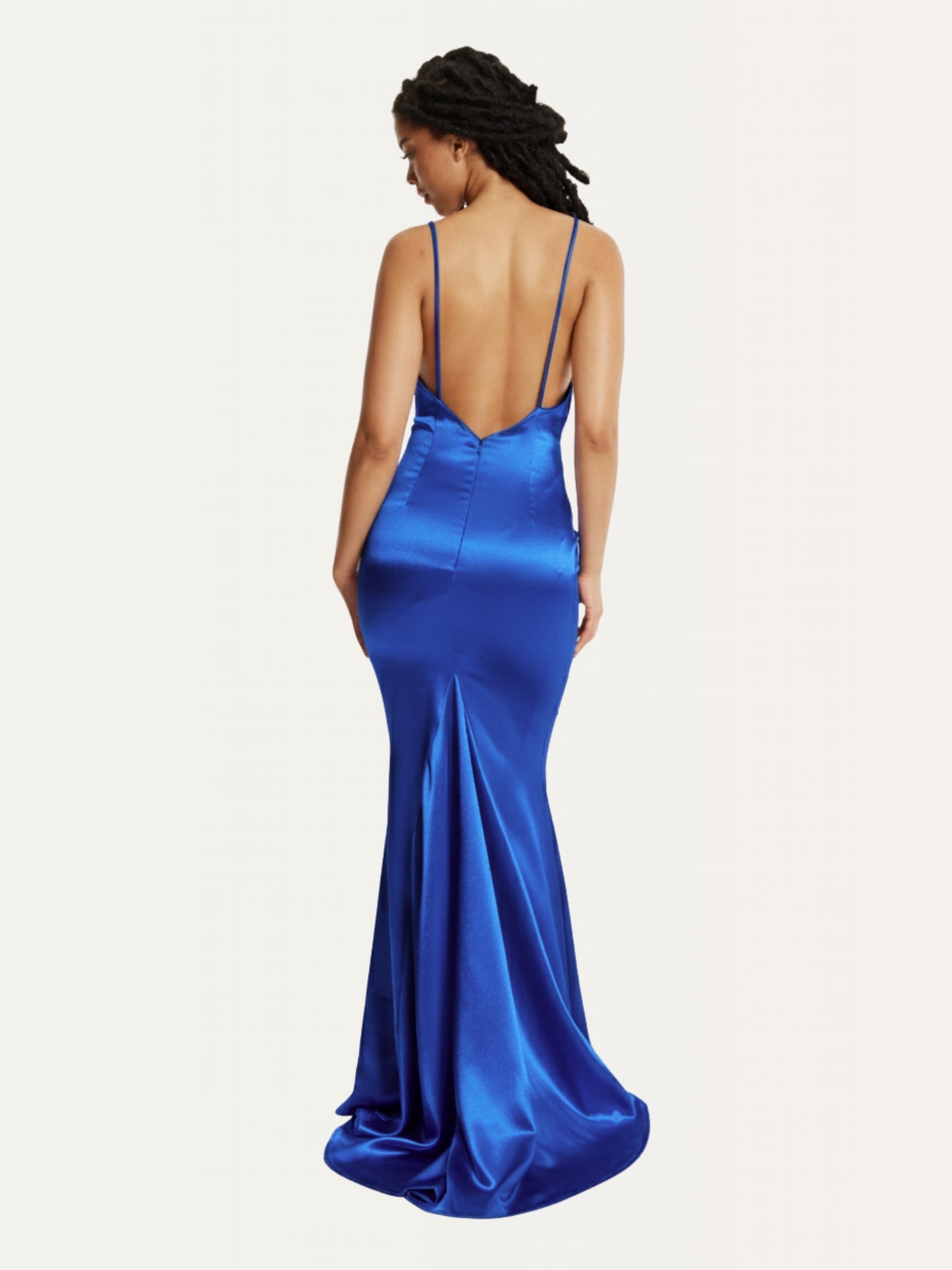 
                  
                    Blue Satin Plunge Maxi Dress
                  
                