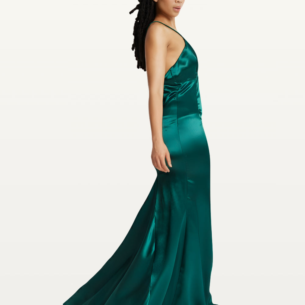 
                  
                    Green Satin Plunge Maxi Dress
                  
                