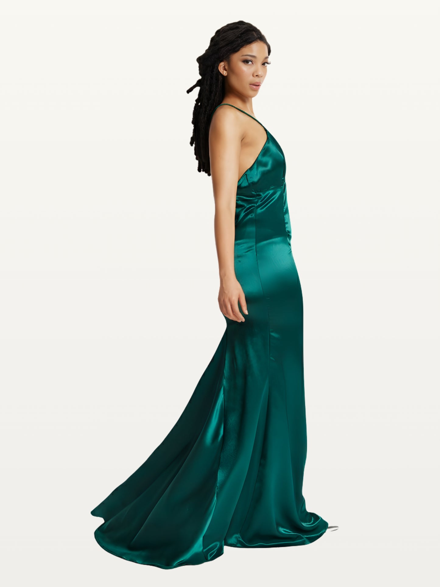 
                  
                    Green Satin Plunge Maxi Dress
                  
                
