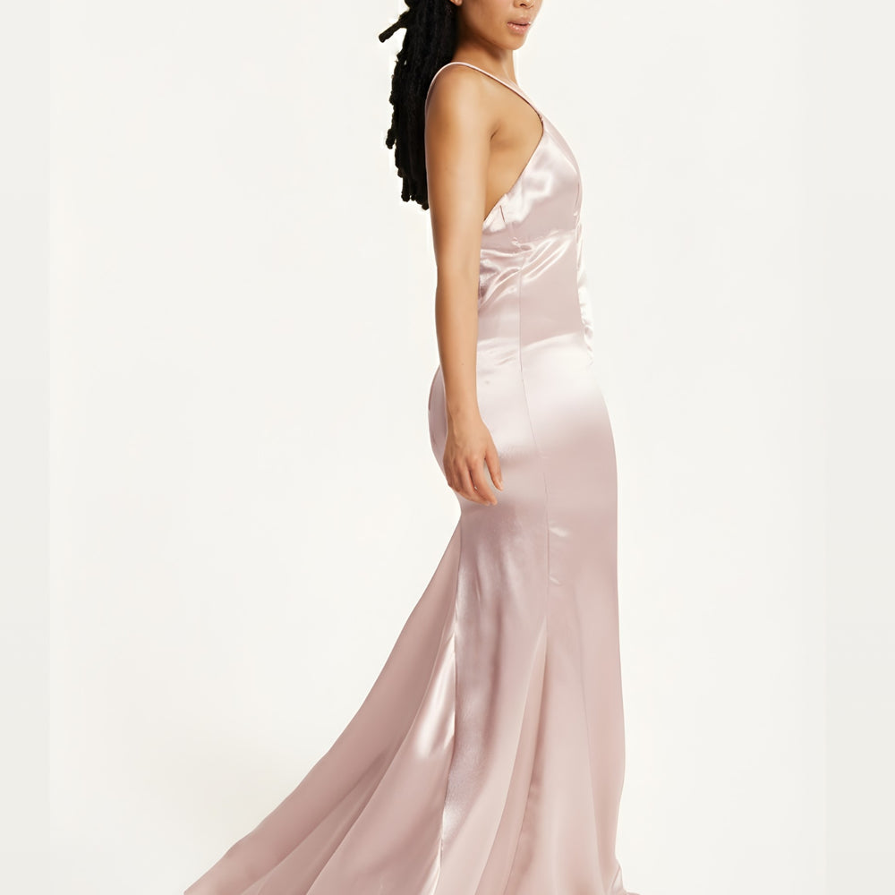 
                  
                    Pink Satin Plunge Maxi Dress
                  
                