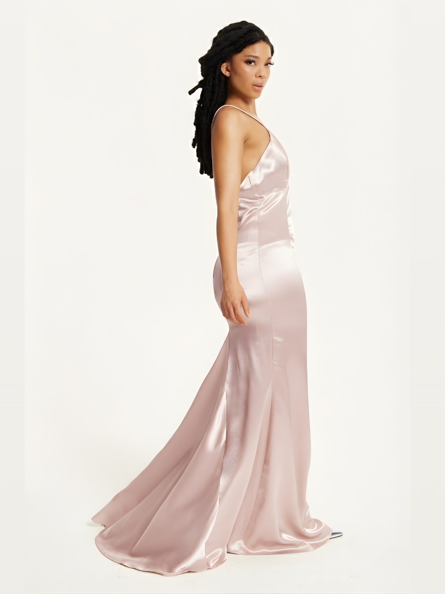 
                  
                    Pink Satin Plunge Maxi Dress
                  
                