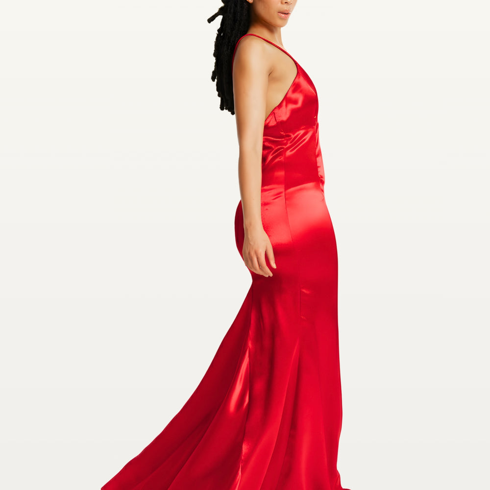 
                  
                    Red Satin Plunge Maxi Dress
                  
                