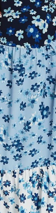 
                  
                    Liquorish Floral Print Midi Dress in Blue, Navy and White
                  
                